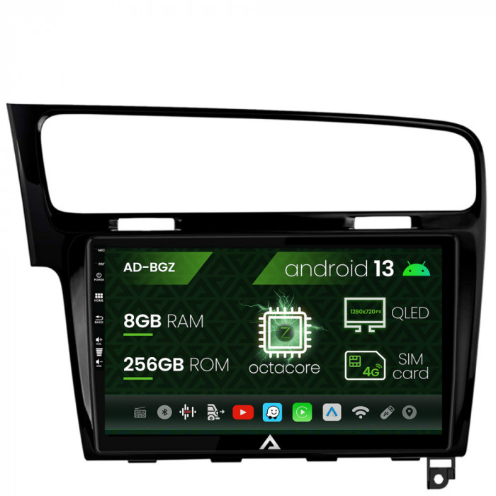 Navigatie Volkswagen GOLF 7, Android 13, Z-Octacore 8GB RAM + 256GB ROM, 10.1 Inch - AD-BGZ10008+AD-BGRKIT023B