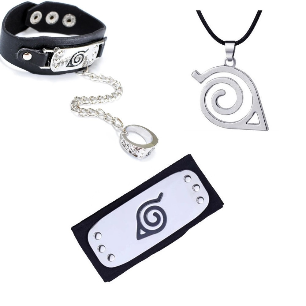 Set 3 accesorii Naruto: Bandana +Bratara+Lantisor Naruto Anime Cosplay |  Okazii.ro