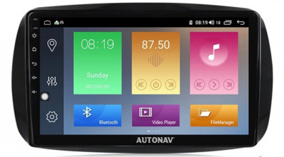 Navigatie Smart Fortwo 2014-2020 AUTONAV PLUS Android GPS Dedicata, Model Classic, Memorie 16GB Stocare, 1GB DDR3 RAM, Display 9&amp;quot; Full-Touch, WiFi, 2 foto