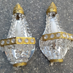 Set de 2 superbe aplice în stil Victorian cu elemente din cristal