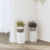 vidaXL Suporturi de plante, 2 buc., alb, 10x10x18 cm, lemn prelucrat 852879