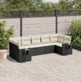 Cumpara ieftin Set canapele de grădină cu perne, 7 piese, negru, poliratan