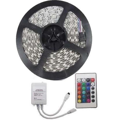 KIT Banda LED RGB 72W Exterior 60 LED-uri/m 5 metri cu Telecomanda si Alimentare foto