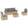 Set canapele de gradina, 6 piese, cu perne, bej, poliratan