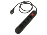 Prelungitor electric 4 prize PVC negru 1,5m 16A