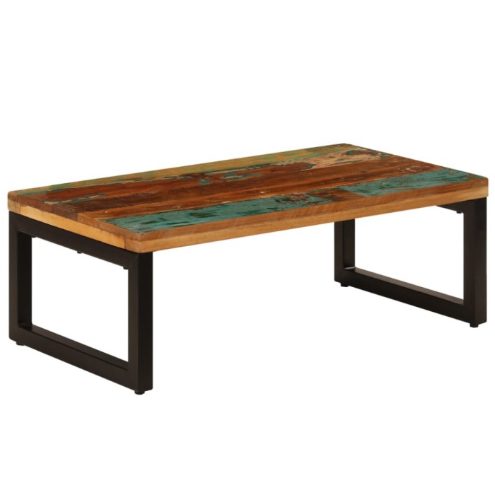 vidaXL Măsuță de cafea, 100x50x35 cm, lemn masiv reciclat și oțel 247338