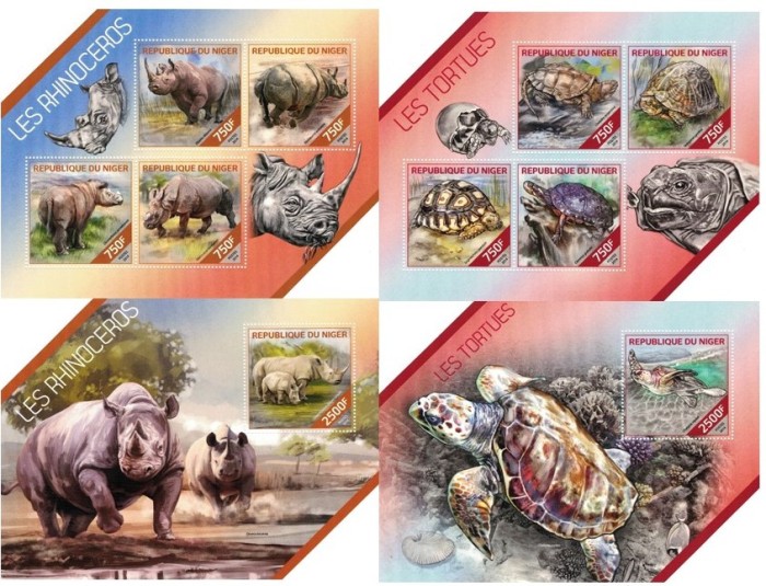 NIGER 2014 - Fauna, animale salbatice, pasari, insecte, cai, fauna marina / 20 seturi complete (colite+blocuri) MNH (10 imagini)