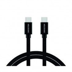 Cablu Date Usb C to Type C Swissten Textil 1.2m Negru foto