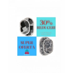 Pachet set covoare antiderapante cu modele cu patrate si albastru multicolor