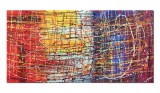 Cumpara ieftin Tablou abstract birou, living pictat manual, Compozitie abstracta, 120x60cm ulei pe panza reproducere Jackson Pollock
