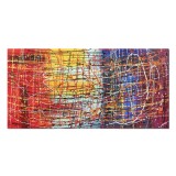 Tablou abstract birou, living pictat manual, Compozitie abstracta, 120x60cm ulei pe panza reproducere Jackson Pollock