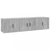 Cumpara ieftin Set dulapuri TV, 3 piese, gri beton, lemn prelucrat