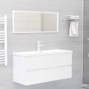 Set mobilier de baie, alb extralucios, lemn prelucrat