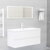 Set mobilier de baie, alb extralucios, lemn prelucrat