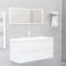 Set mobilier de baie, alb extralucios, lemn prelucrat