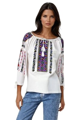 Bluza dama tip ie R256 alb/galben marimea S foto
