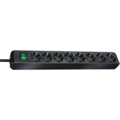 Prelungitor Brennenstuhl Eco-Line, cu intrerupator, protectie copii, 8 prize, cablu H05VV-F 3G1.5, 3 m, Negru