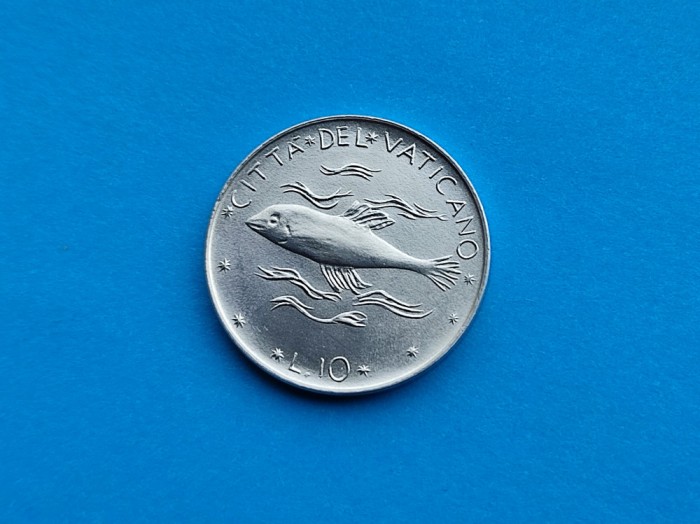 10 Lire 1975 Vatican-AUNC-RAR-in realitate arata bine!