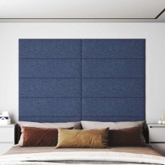 vidaXL Panouri de perete 12 buc. albastru 90x30 cm textil 3,24 m&sup2; 343910