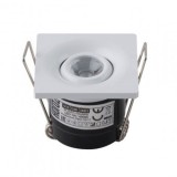 Spot Led Laura White, 1W, 70lm, lumina neutra 4200K, patrat, 85-265V, Aluminiu, Alb, Horoz