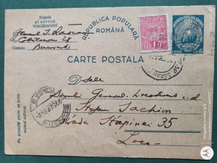 Regalitate Romania , plic corespondenta circulat ,corepondenta financiar -comerciala avocat