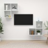 Set de dulapuri TV, 4 piese, alb extralucios, lemn prelucrat
