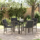 VidaXL Set de masă pentru grădină cu pernă 5 pcs Gri Rattan poli