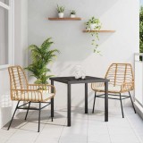VidaXL Set de masă pentru grădină 3 pcs Maro poliratan