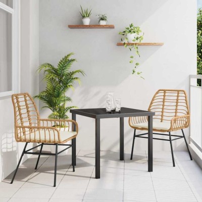 vidaXL Set de masă pentru grădină 3 pcs Maro poliratan foto