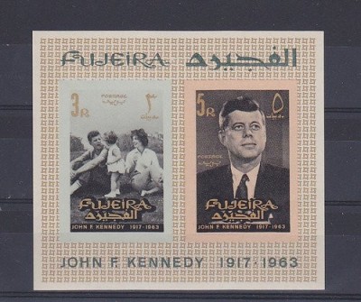 Fujeira 1965 Kennedy, imperf. sheet, MNH R.031 foto