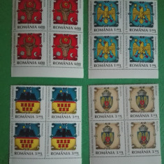 TIMBRE ROMANIA MNH LP1816/2008 ÎNSEMNE HERALDICE ROMÂNEȘTI -Bloc de 4 timbre