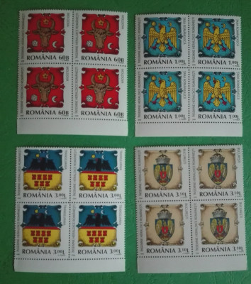 TIMBRE ROMANIA MNH LP1816/2008 &amp;Icirc;NSEMNE HERALDICE ROM&amp;Acirc;NEȘTI -Bloc de 4 timbre foto