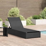 Șezlong vidaXL Negru Poliratan cu Pernă, 60x200x27cm, Spătar Reglabil, 1 Persoană, Gradina/Terasa, Confortabil si Durabil