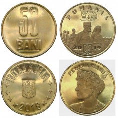 Romania, lot 2 monede de 50 bani 2019 UNC_varianta comună și Regina Maria