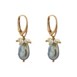 Cumpara ieftin Cercei Fantasy perle Biwa argint 925 placat aur roz, 3.2cm, inchidere sigura, Made in Italy