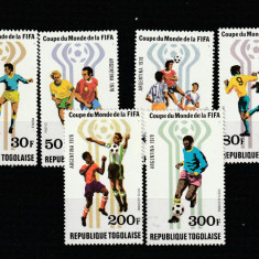 Togo-Sport,Fotbal,C.M. 1978,Argentina,serie 6 valori,dantelate,MNH,Mi,1300A-05A