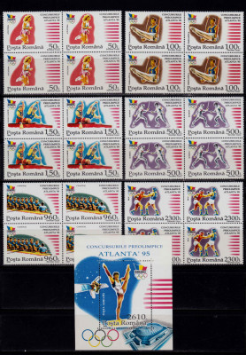 RO 1995 LP 1397+1398 &amp;quot; Concursurile Preolimpice Atlanta&amp;quot; ,bloc 4+colita 297, MNH foto