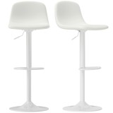 HOMCOM Set 2 Taburete &Icirc;nalte Ajustabile 360&deg; cu Spătar și Suport de Picior pentru Bucătărie Bar sau Sufragerie 40,5x44x84-104 cm Alb | Aosom Romania