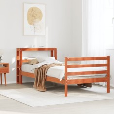 vidaXL Cadru pat fără saltea, maro ceruit, 90x190 cm, lemn masiv pin 3305837