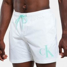Pantaloni scurti barbati pentru inot cu logo, KM0KM01003, Alb, XL