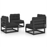 Set mobilier de gradina cu perne, 4 piese, lemn masiv de pin
