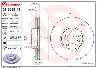 BREMBO 09.9923.11 PRIME LINE - UV Coated Disc frana foto