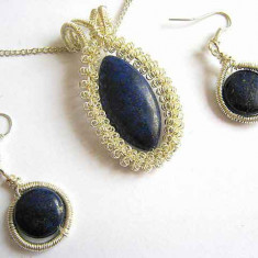 Set bijuterii lapis lazuli ,pandantiv si cercei 19271