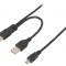 Cablu USB 2.0 dublu aurit 0,9m negru