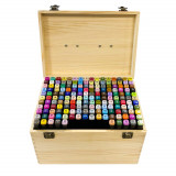 Set de 170 markere cu doua varfuri in cutie de lemn cadou, pictabila, Timelesstools