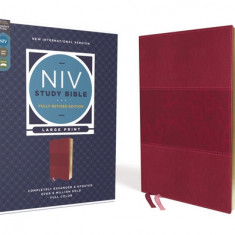 NIV Study Bible, Fully Revised Edition, Large Print, Leathersoft, Burgundy, Red Letter, Comfort Print