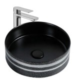 Lavoar pe Blat, Rotund, Negru, Ceramica, Colectia Art Basin, Model LX-7330, Dimensiune 360 x 360 x 135 mm