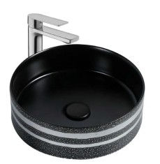Lavoar pe Blat, Rotund, Negru, Ceramica, Colectia Art Basin, Model LX-7330, Dimensiune 360 x 360 x 135 mm