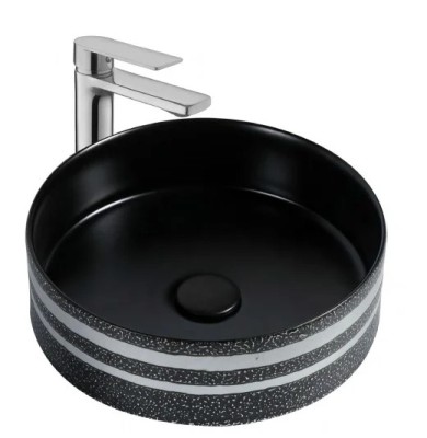 Lavoar pe Blat, Rotund, Negru, Ceramica, Colectia Art Basin, Model LX-7330, Dimensiune 360 x 360 x 135 mm foto