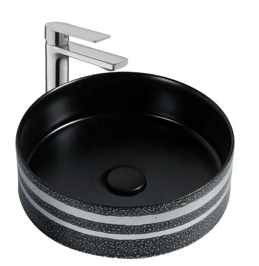 Lavoar pe Blat, Rotund, Negru, Ceramica, Colectia Art Basin, Model LX-7330, Dimensiune 360 x 360 x 135 mm